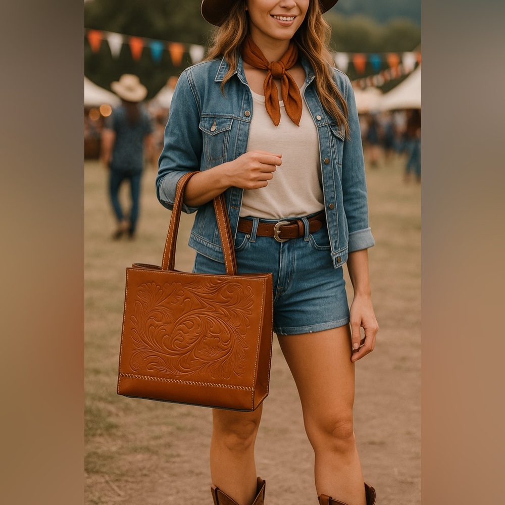 Patricia Nash Tan Tooled Leather Tote